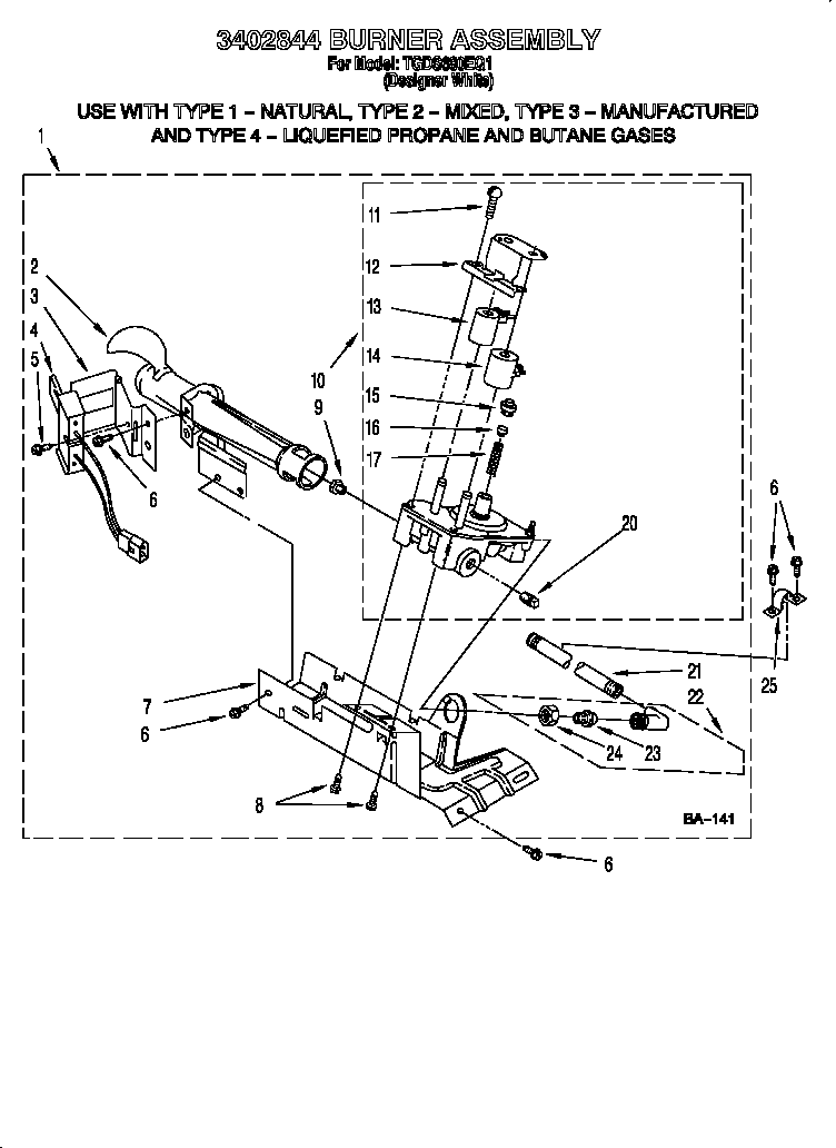 Estate TGDS680EQ1 3402844 burner assembly diagram