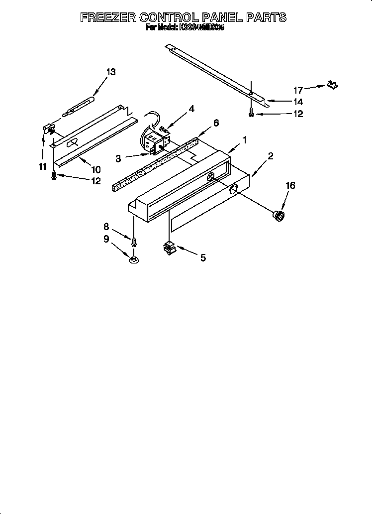 KitchenAid KSSS48MDX05 freezer control panel diagram