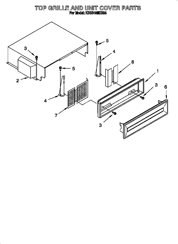 KitchenAid KSSS48MDX05 top grille and unit cover diagram