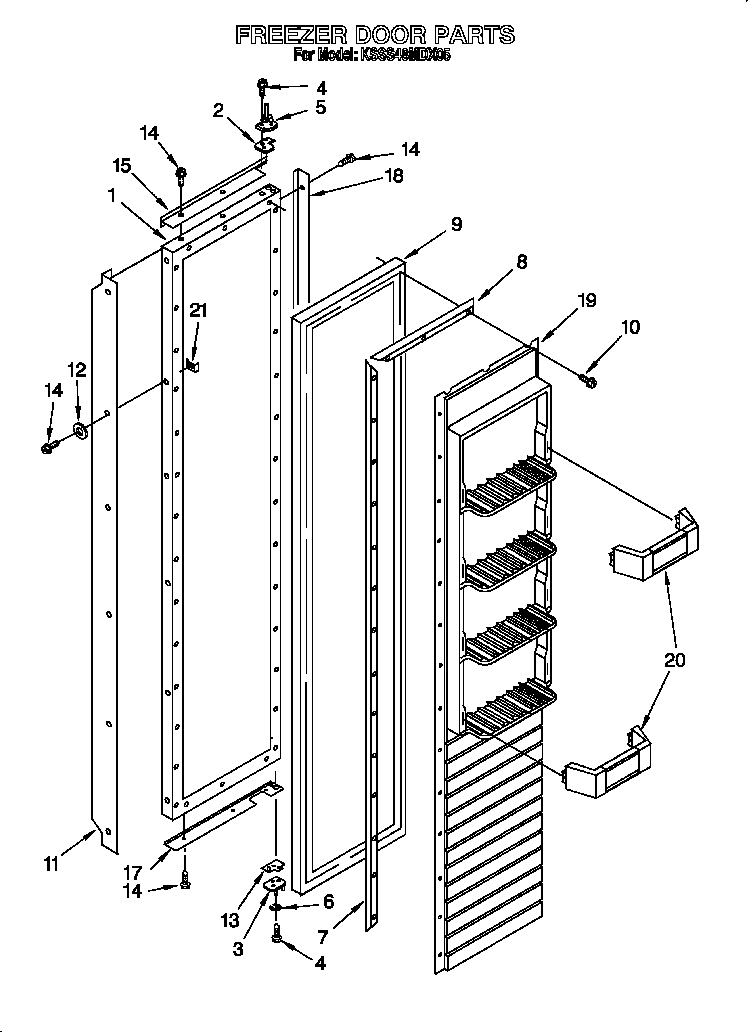KitchenAid KSSS48MDX05 freezer door diagram