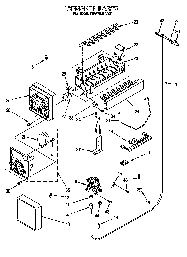 KitchenAid KSSS48MDX05 icemaker diagram