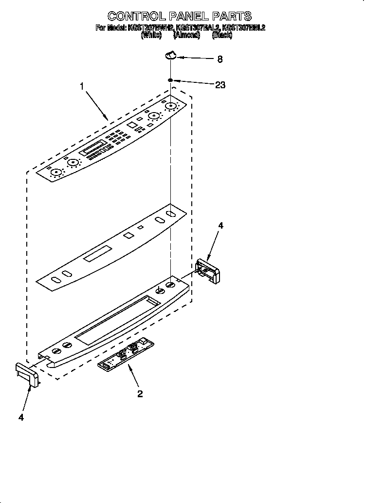 KitchenAid KGST307BAL2 control panel diagram