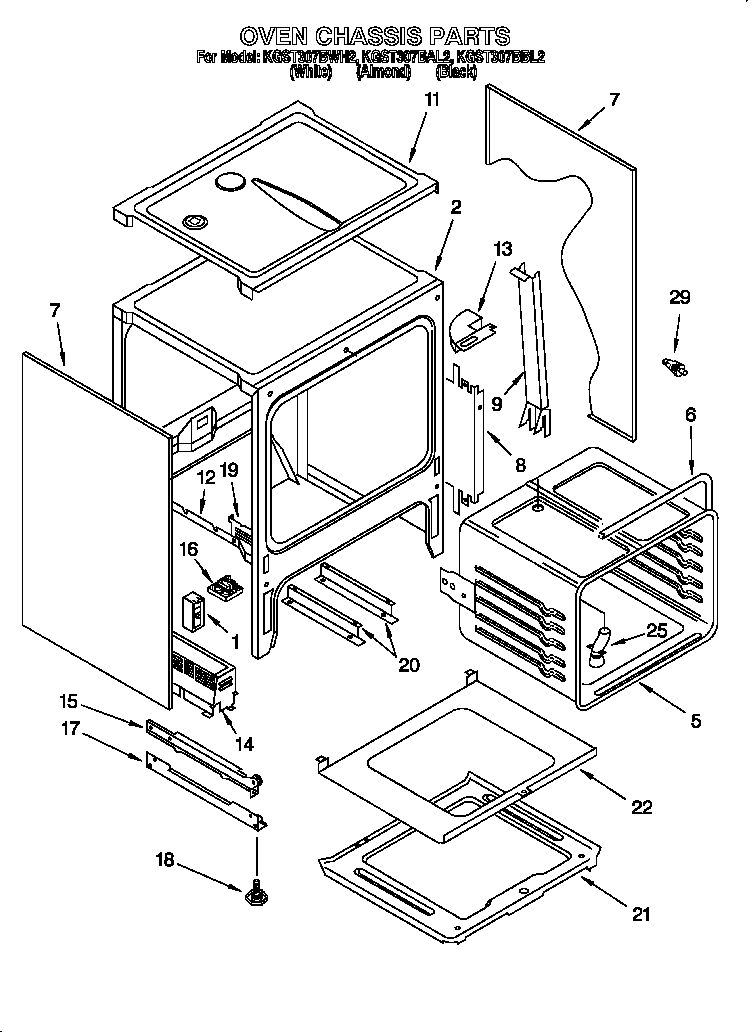 KitchenAid KGST307BAL2 oven chassis diagram