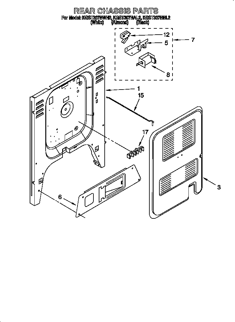 KitchenAid KGST307BAL2 rear chassis diagram
