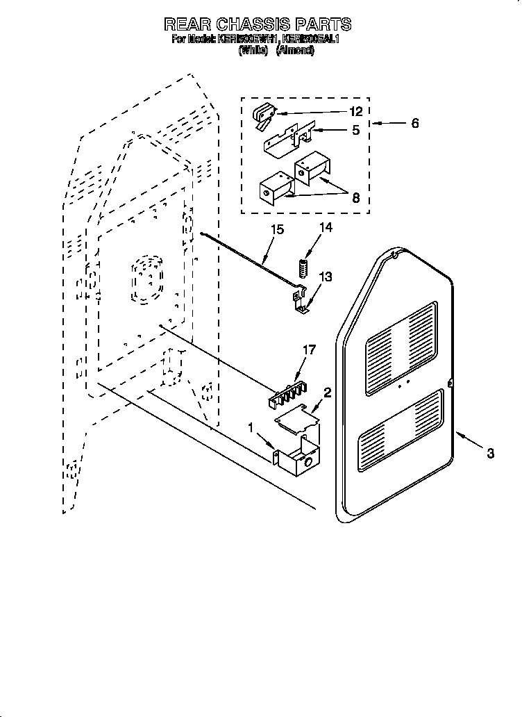 KitchenAid KERI500EAL1 rear chassis diagram