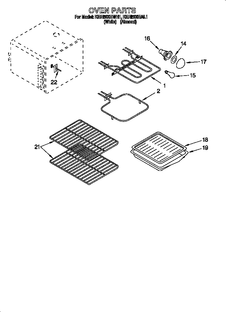 KitchenAid KERI500EAL1 oven diagram