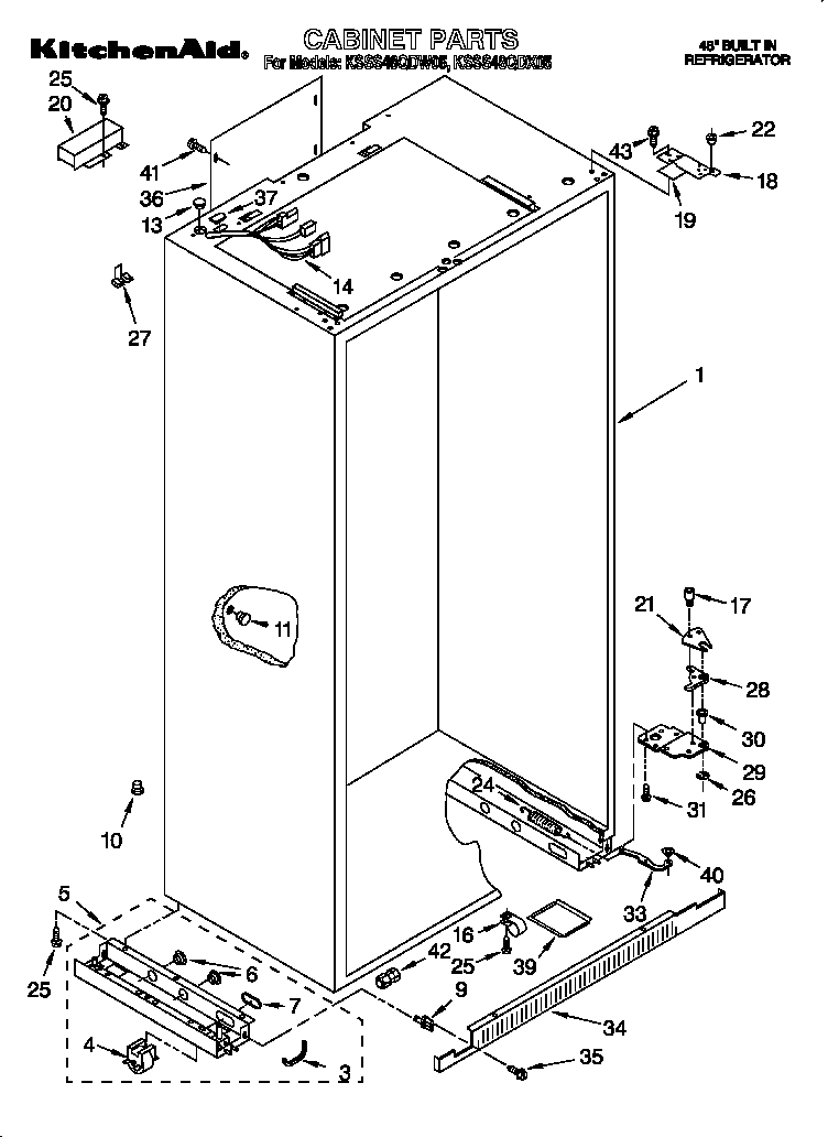 KitchenAid KSSS48QDX05 cabinet diagram