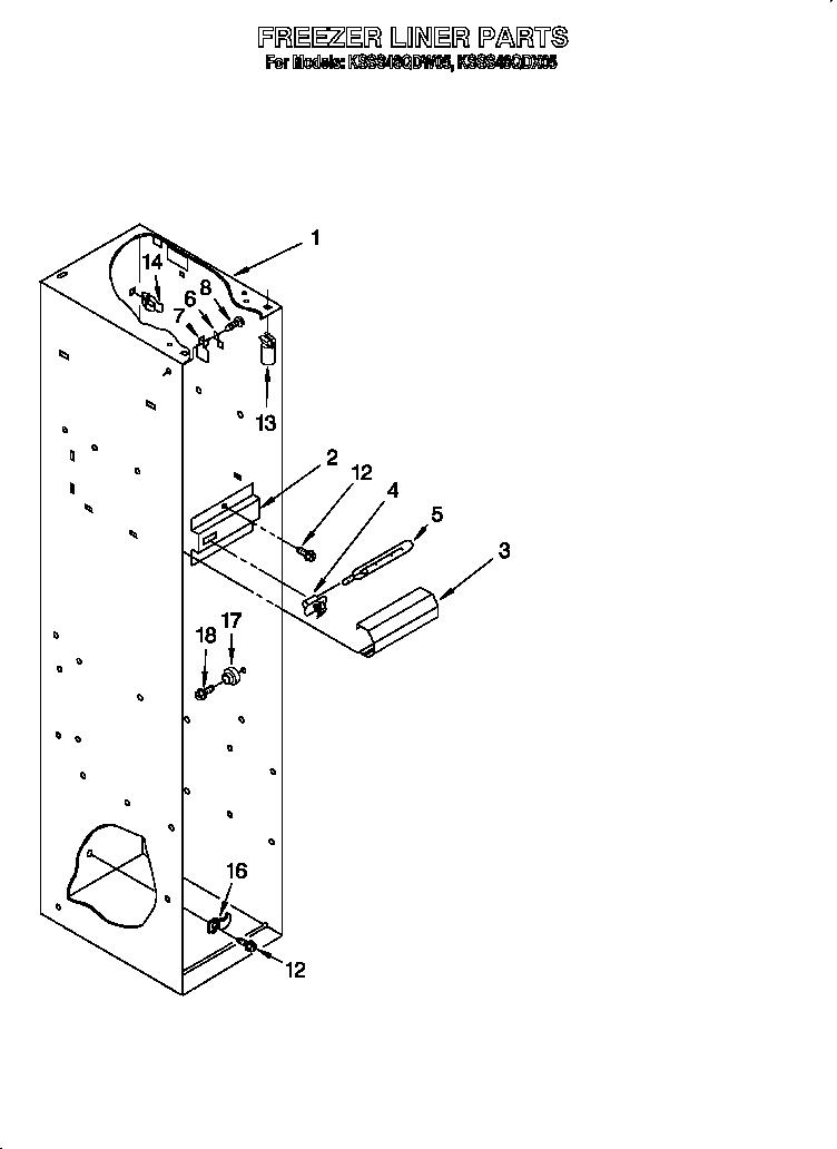 KitchenAid KSSS48QDX05 freezer liner diagram