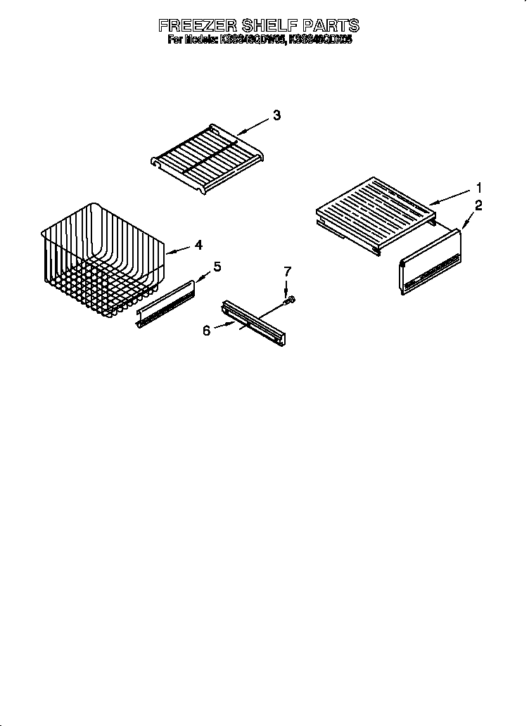 KitchenAid KSSS48QDX05 freezer shelf diagram