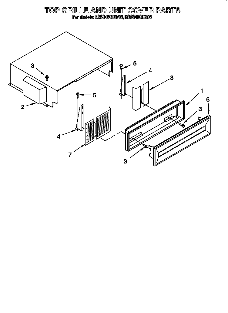 KitchenAid KSSS48QDX05 top grille and unit cover diagram