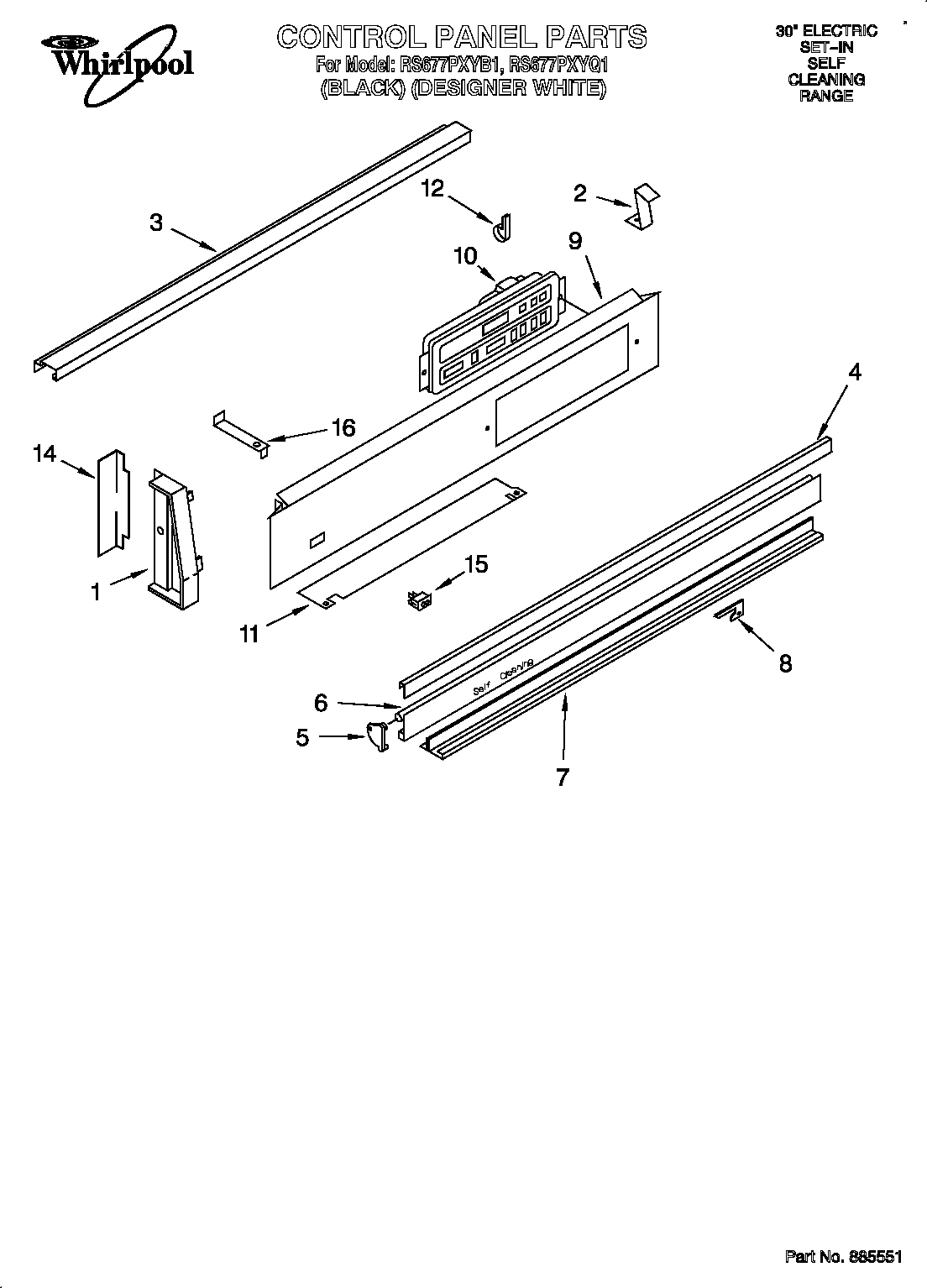 Whirlpool RS677PXYB1 control panel diagram