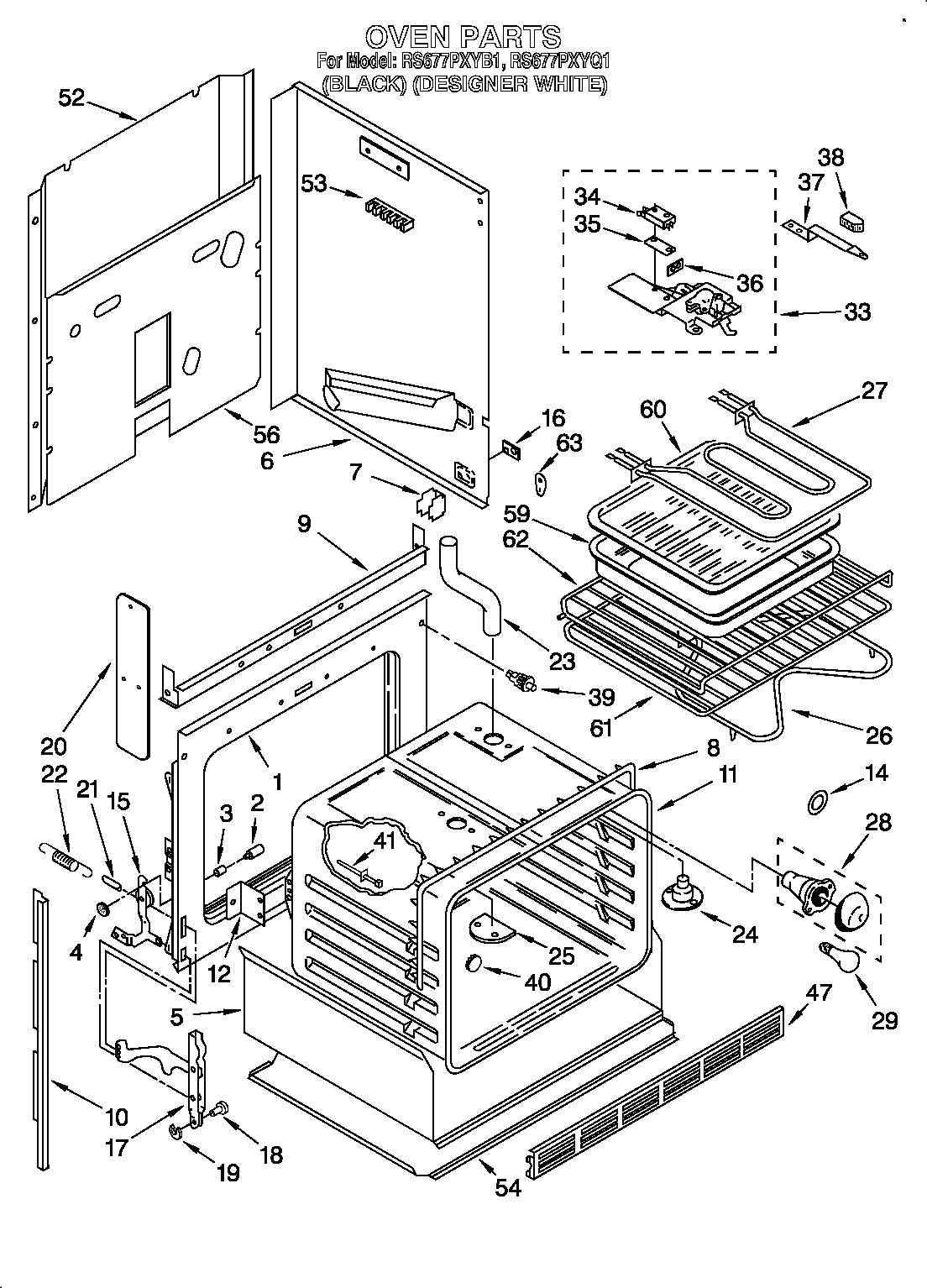 Whirlpool RS677PXYB1 oven diagram