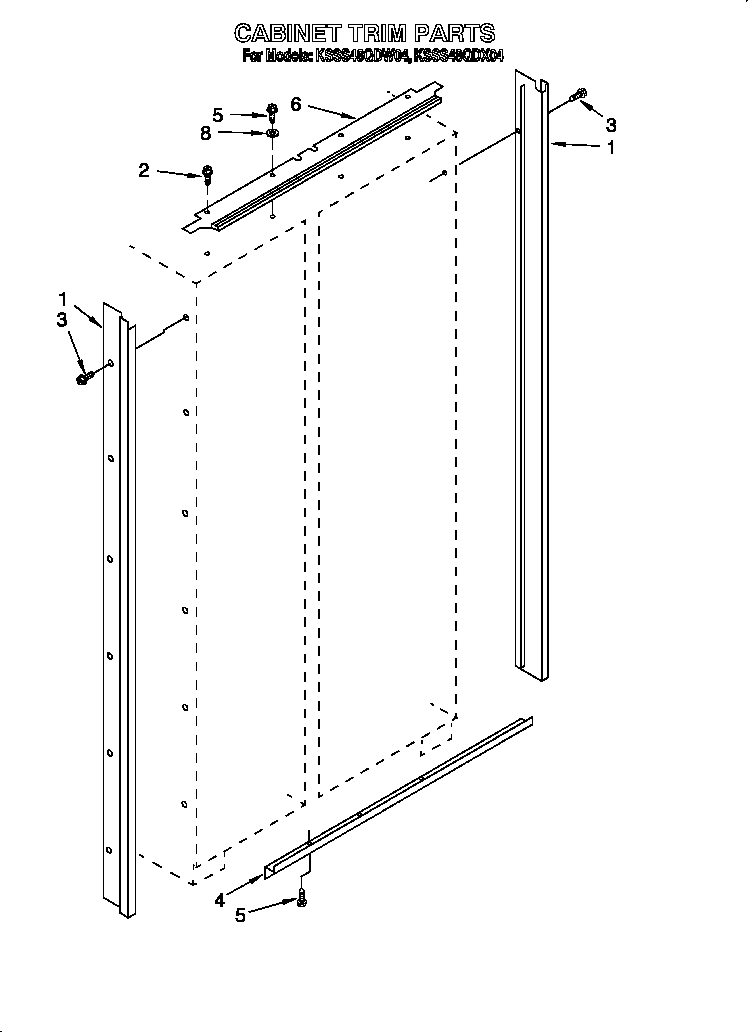 KitchenAid KSSS48QDX04 cabinet trim diagram