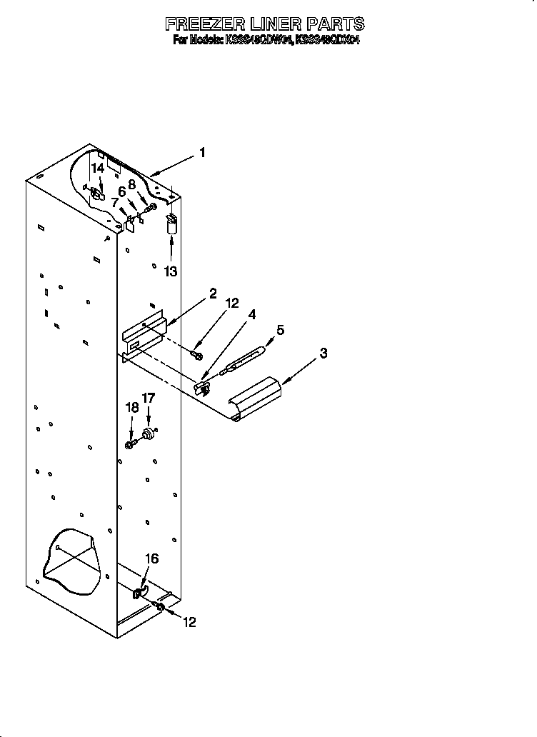 KitchenAid KSSS48QDX04 freezer liner diagram