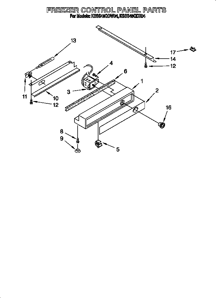 KitchenAid KSSS48QDX04 freezer control panel diagram