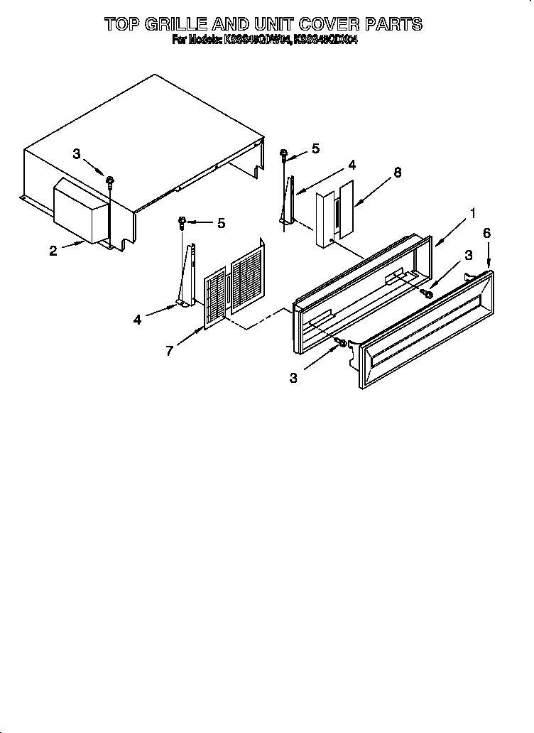 KitchenAid KSSS48QDX04 top grille and unit cover diagram