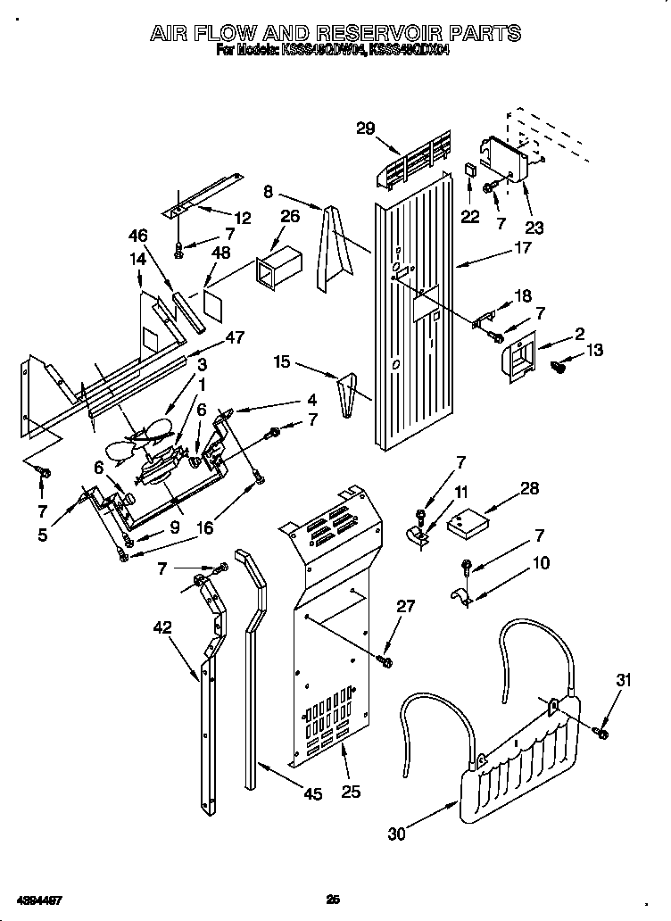 KitchenAid KSSS48QDX04 airflow and reservoir diagram