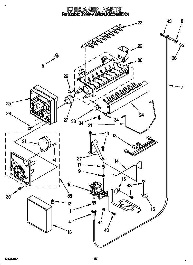 KitchenAid KSSS48QDX04 icemaker diagram