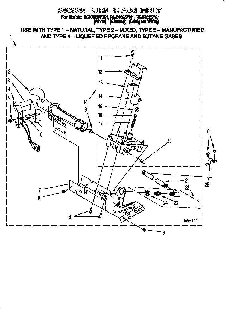 Roper RGX4635EQ1 3402844 burner diagram