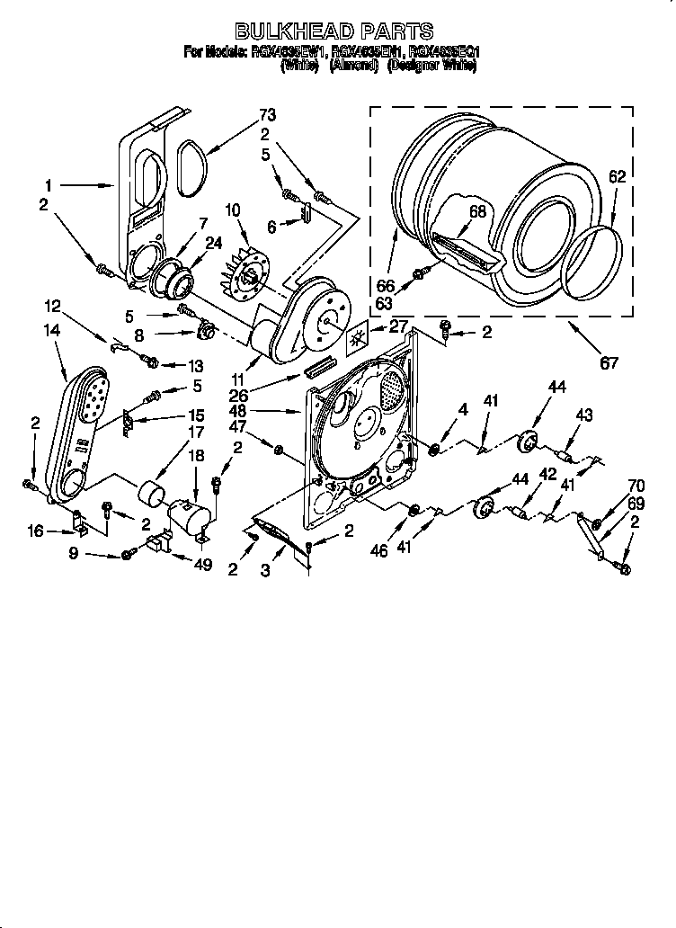 Roper RGX4635EQ1 bulkhead diagram