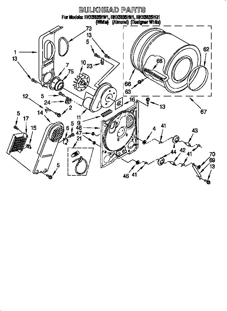 Roper REX5635EN1 bulkhead parts diagram