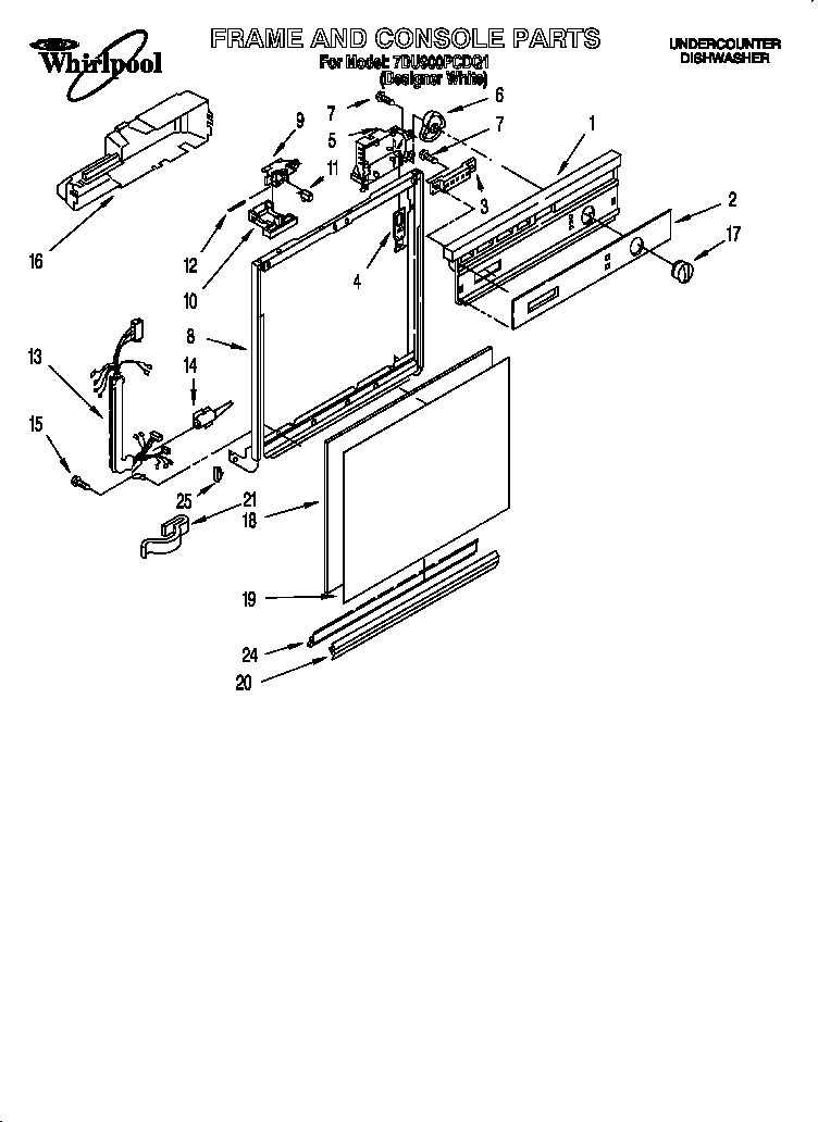 Whirlpool 7DU900PCDQ1 frame and console diagram
