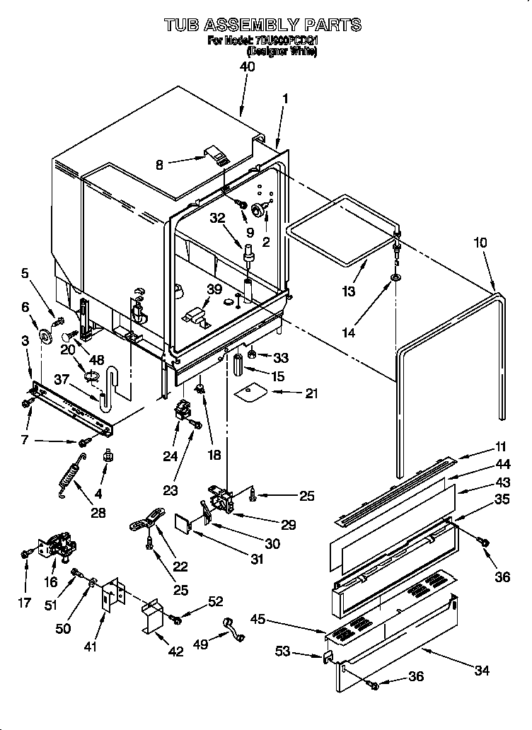 Whirlpool 7DU900PCDQ1 tub assembly diagram