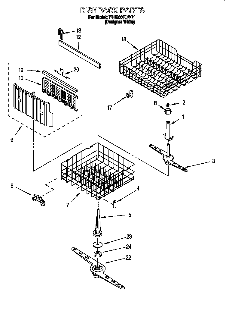 Whirlpool 7DU900PCDQ1 dishrack diagram