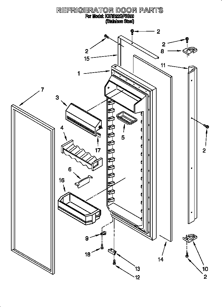 KitchenAid KSRB22QFSS00 refrigerator door diagram