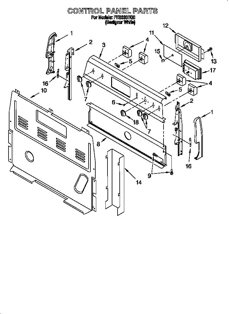 Roper FES330EQ0 control panel diagram
