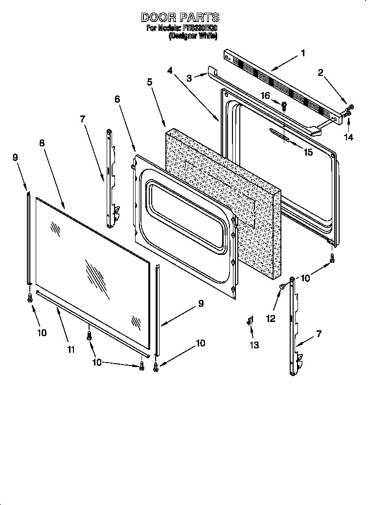 Roper FES330EQ0 door diagram