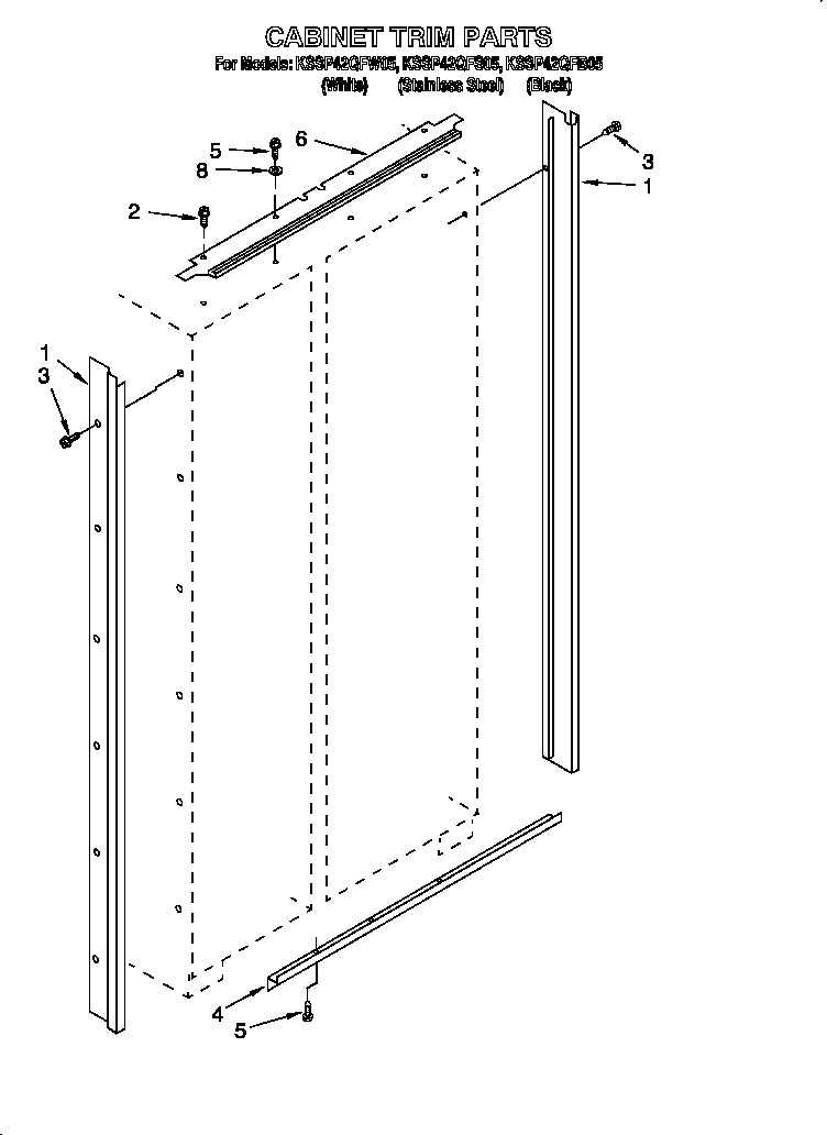 KitchenAid KSSP42QFS05 cabinet trim diagram