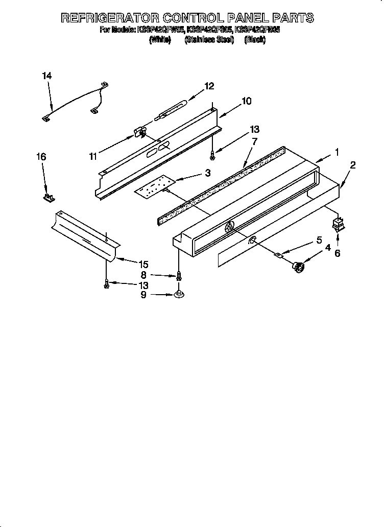 KitchenAid KSSP42QFS05 refrigerator control panel diagram