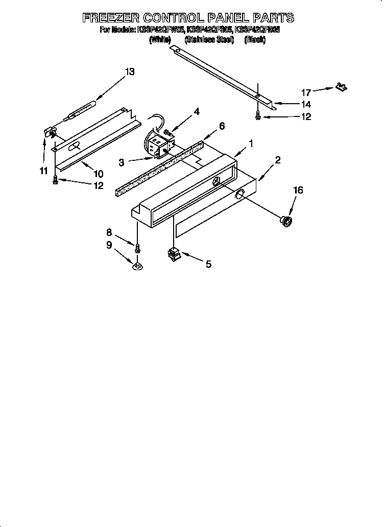 KitchenAid KSSP42QFS05 freezer control panel diagram