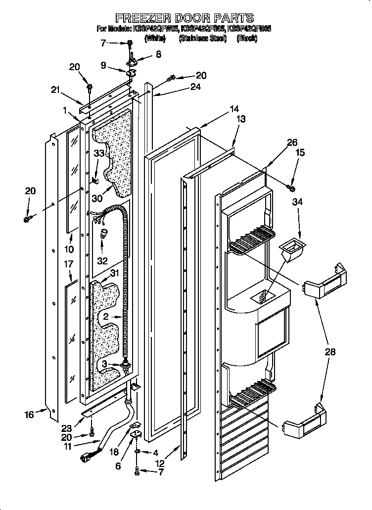 KitchenAid KSSP42QFS05 freezer door diagram
