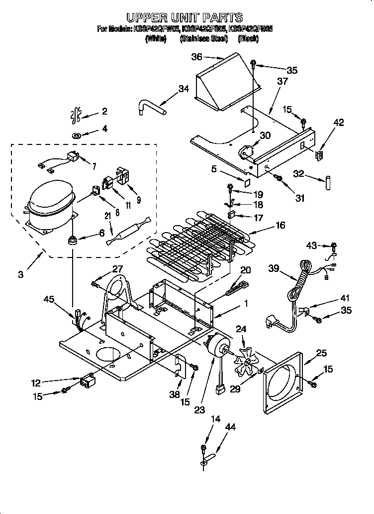 KitchenAid KSSP42QFS05 upper unit diagram