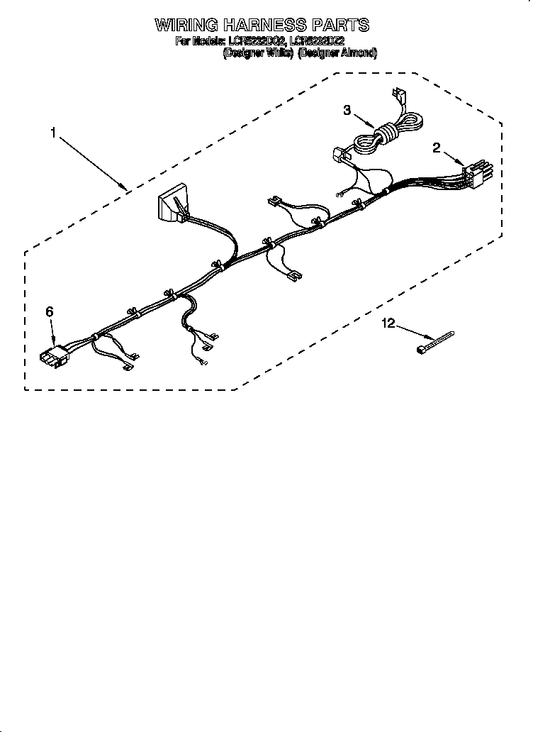 Whirlpool LCR5232DZ2 wiring harness diagram