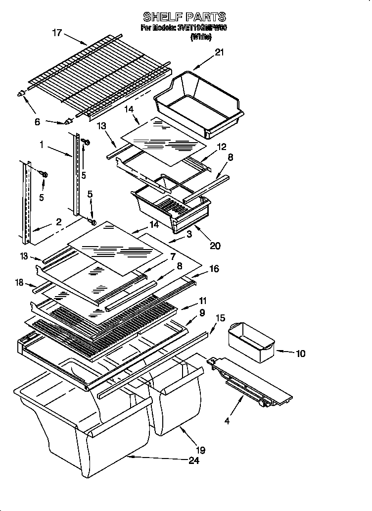 Whirlpool 3VET19GMFW00 shelf diagram