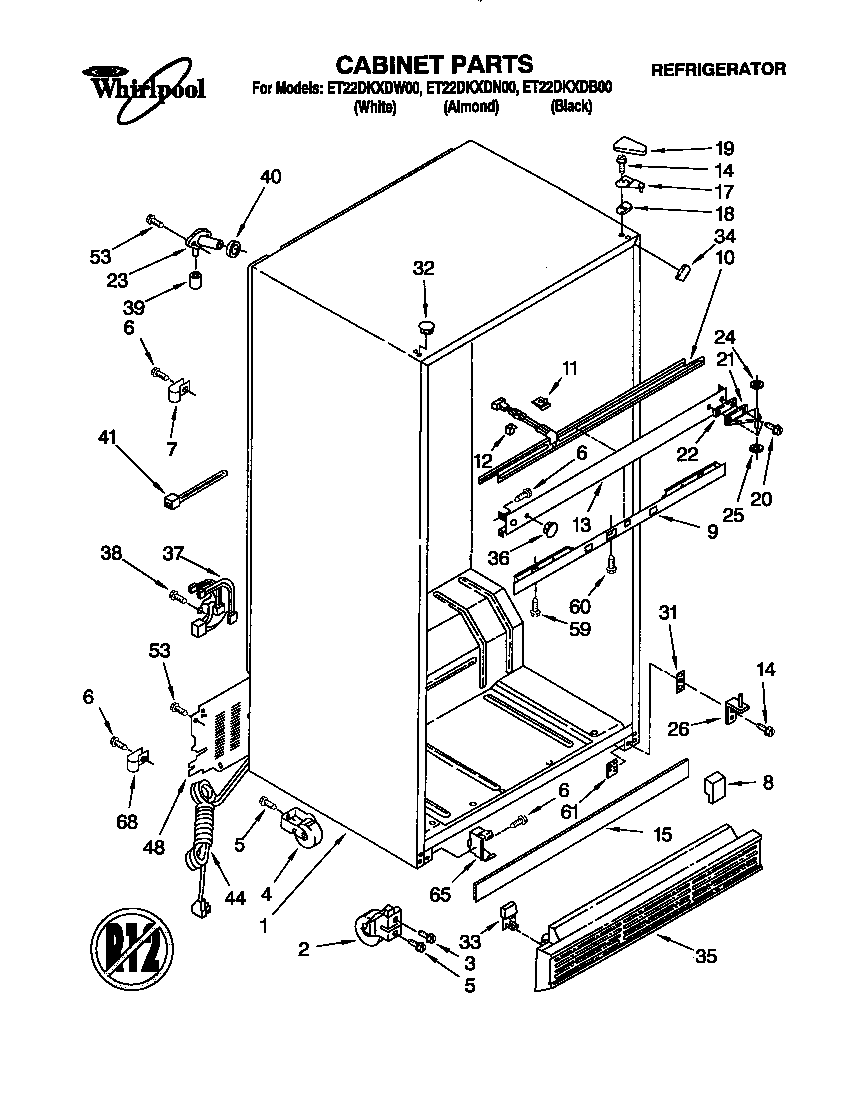 Whirlpool ET22DKXDB00 cabinet diagram