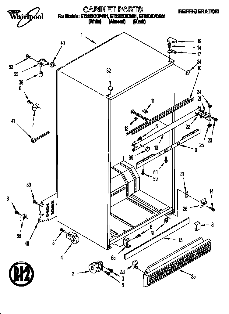 Whirlpool ET22DKXDN01 cabinet diagram