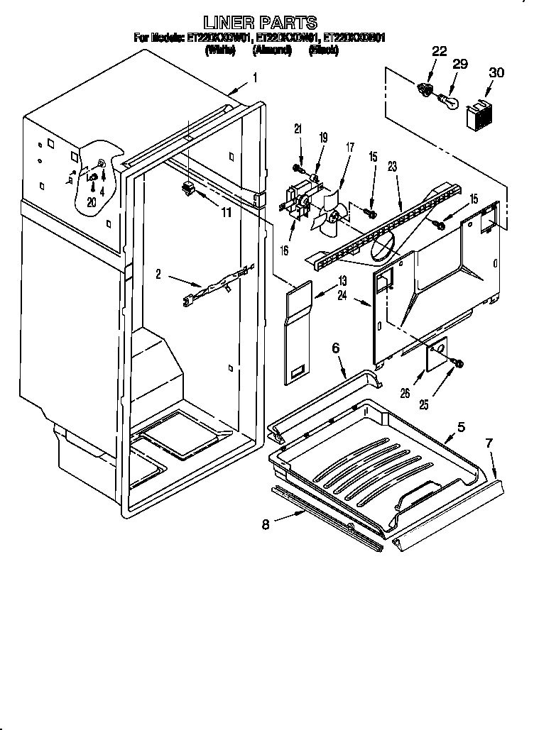Whirlpool ET22DKXDN01 liner diagram