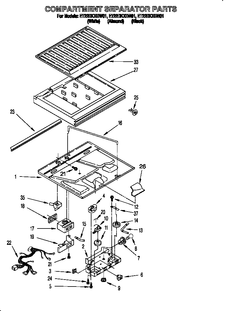 Whirlpool ET22DKXDN01 compartment separator diagram