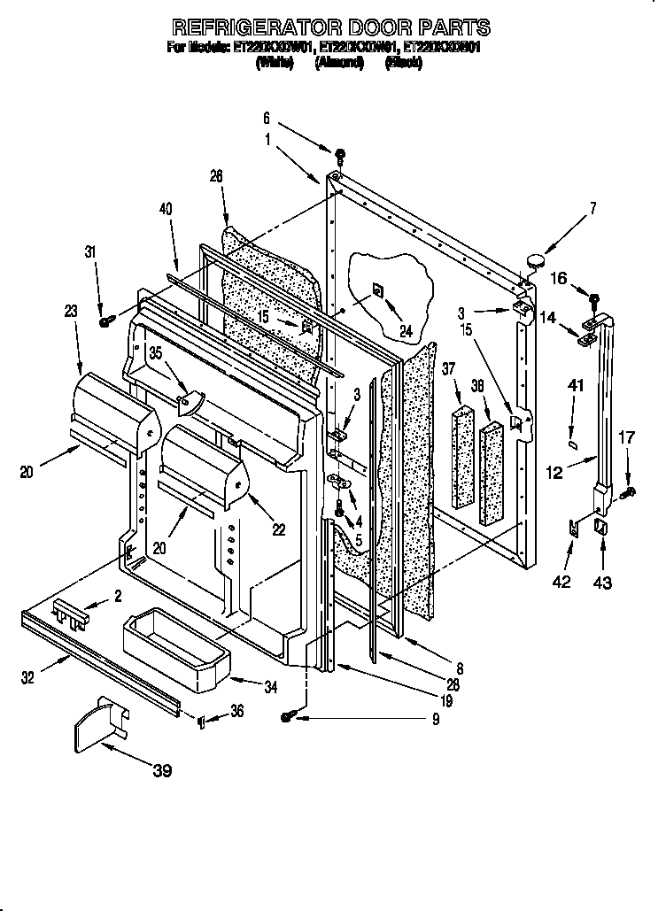 Whirlpool ET22DKXDN01 refrigerator door diagram