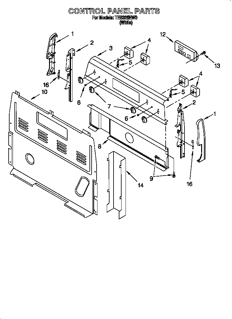Estate TES325EW0 control panel diagram