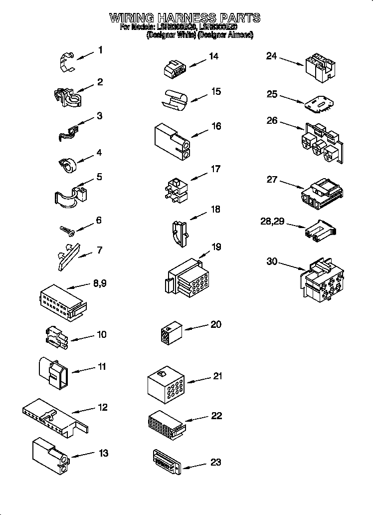 Whirlpool LSR8300EZ0 wiring harness diagram
