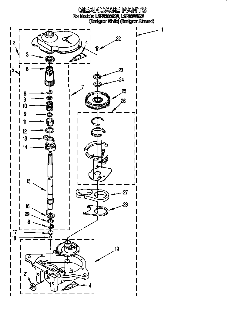 Whirlpool LSR8300EZ0 gearcase diagram