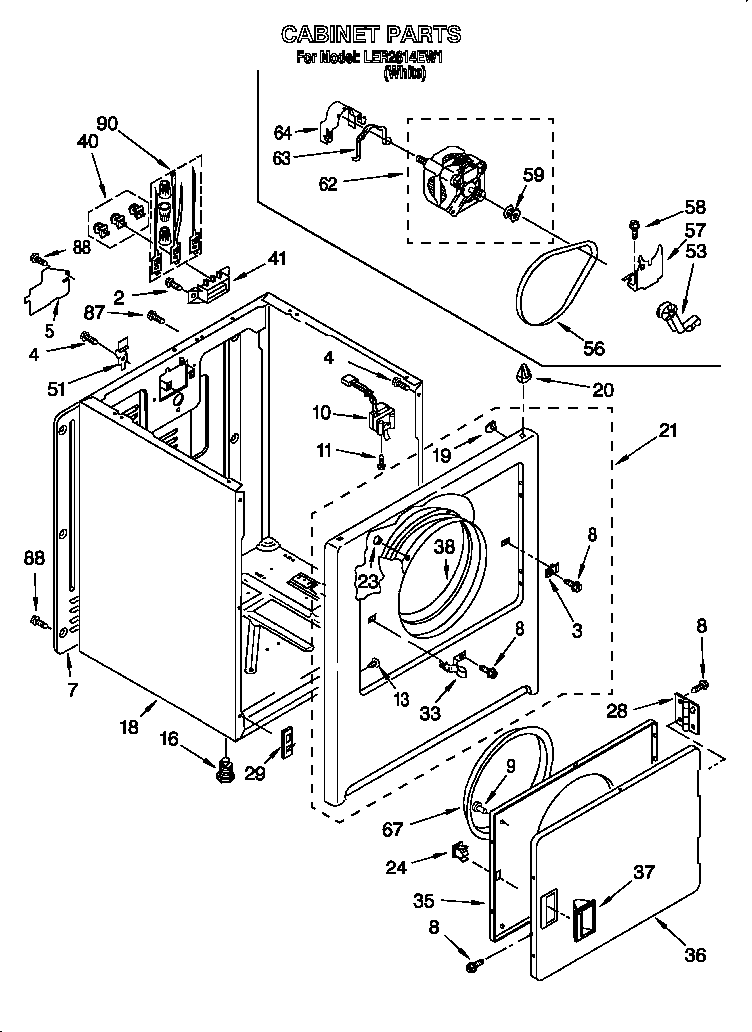 Whirlpool LER2614EW1 cabinet diagram
