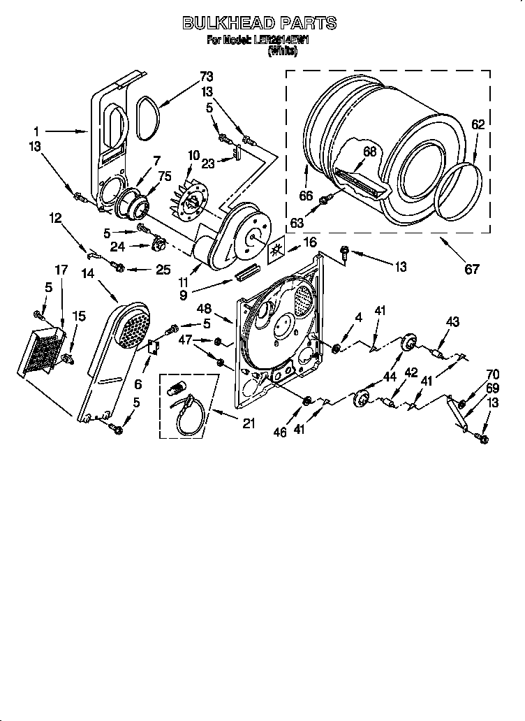 Whirlpool LER2614EW1 bulkhead diagram