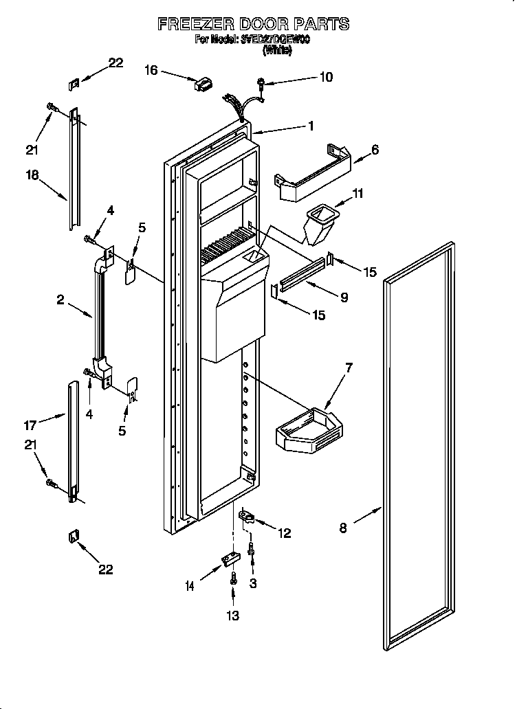 Whirlpool 3VED27DQEW00 freezer door diagram