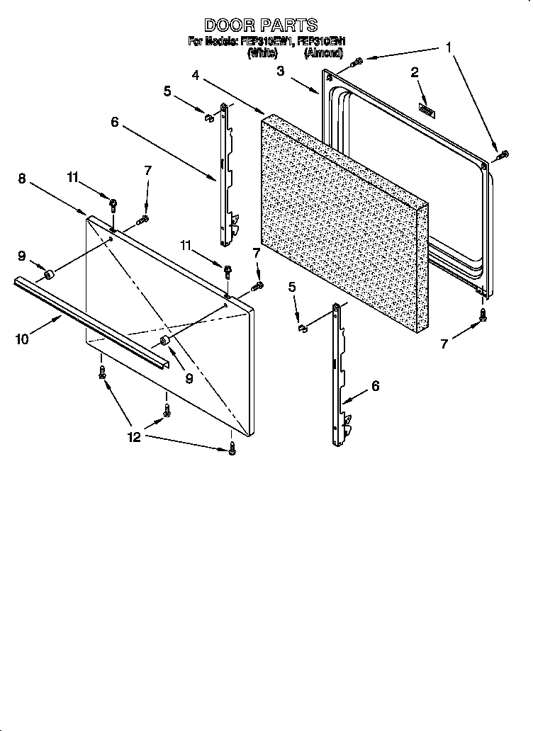 Roper FEP310EW1 door diagram